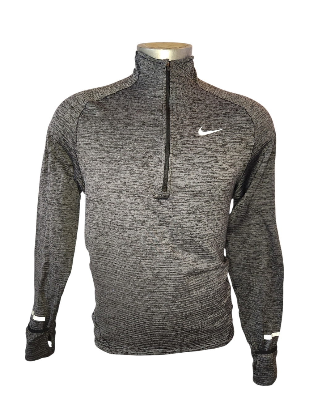 NIKE DRI-FIT GRAY PULLOVER THUMBHOLE TRAINING SWEATER  HALF ZIPPED SZ LARGE